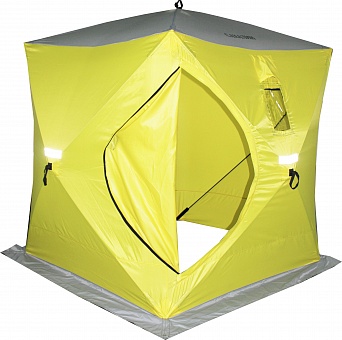 картинка Палатка зимняя Сахалин 2, 150х150х170 см (желтый/серый) от магазина Fisherman Market