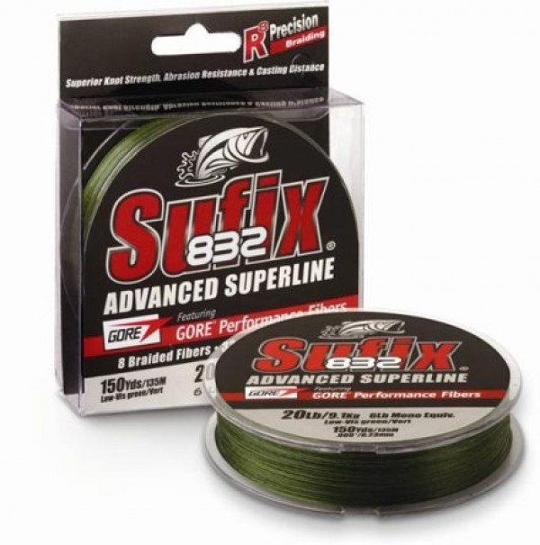 Плетеный шнур SUFIX 832 Braid Lo Vis Green 135м 0.10мм 5.9кг