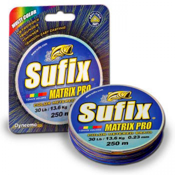 Леска плетеная SUFIX Matrix Pro New разноцвет. 250м 0.25мм