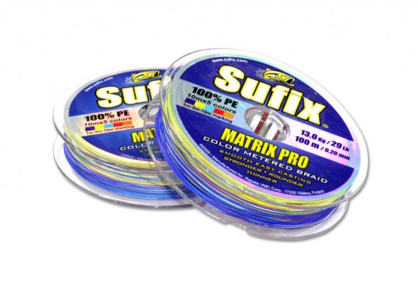Леска плетеная SUFIX Matrix Pro x6 New разноцвет. 100м 0.25мм